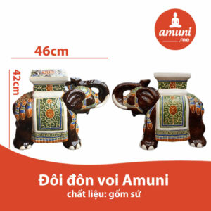 Đôi đôn Voi Gốm Sứ Amuni